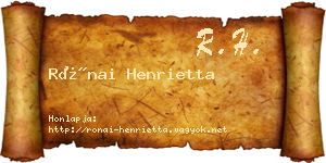 Rónai Henrietta névjegykártya